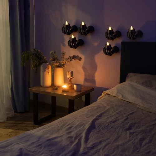12 Pcs Halloween Skeleton Hand Wall Candle Holders with LED Candles - Gothic Decor
