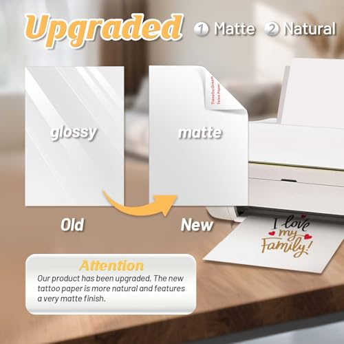 Printable Temporary Tattoo Paper for Inkjet & Laser Printers - Clear, 10 Sheets