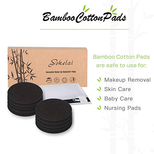 Reusable Makeup Remover Pads 10-Pack Organic Cotton Face & Eye Wipes with Laundry Bag