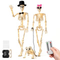 Lighted Halloween Skeleton Family Set - 36 Inch Spooky Yard Decor with Dog & Accessories
