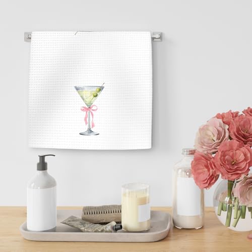Martini Bow Kitchen Towels - Pink BowMartini Hand Dish Towel 16x24in - Decorative Gift for Martini Lovers