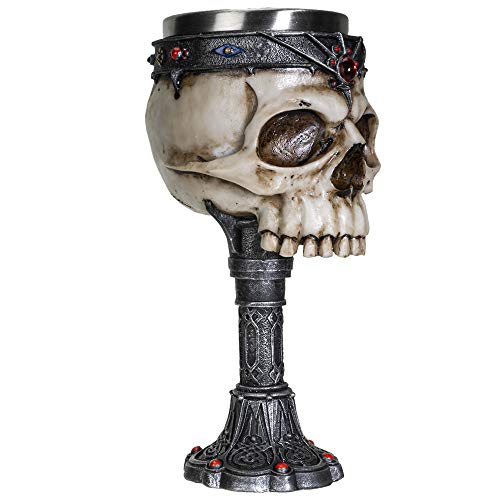 Gothic Skull Wine Goblet with Removable Stainless Steel Insert - Handcrafted 7 fl oz