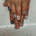 Halloween Press On Nails Short Square Pink Fake Nails Ghost Pumpkin Design W25