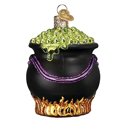 Halloween Cauldron Glass Ornament for Christmas Tree, Handcrafted Holiday Decor
