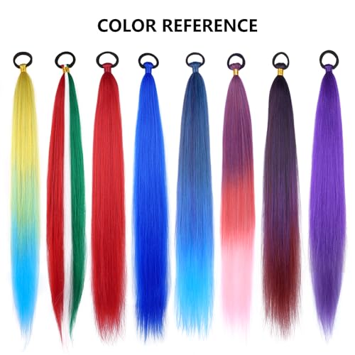 2 Pack 26 Inch Purple Ponytail Extensions with Elastic Tie for Women - Hot Water Shaping