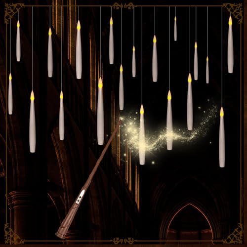 Floating Candles with Wand Remote & Realistic Spiders - 0.6 x 6.1 Inches, 20 Pcs