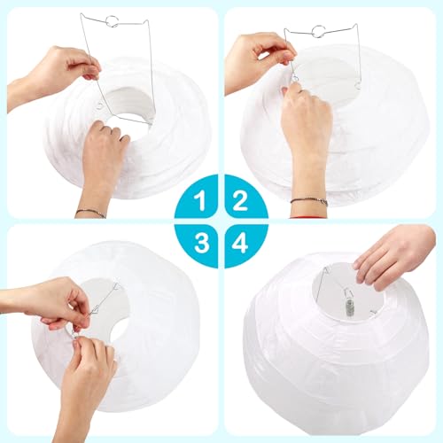 10 Inch White Paper Lanterns with Lights - Pack of 2 Indoor Outdoor Party Decor