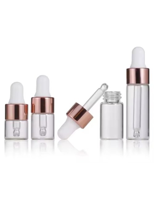 4 Pcs of 1ml, 2ml, 3ml, 5ml Dropper Bottle, Bottles with Dropper, glass dropper bottle, Clear Liquid Container for Essential Oils, Perfume (Transparent)