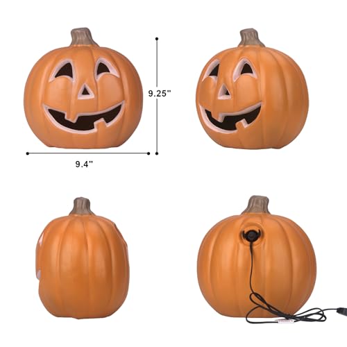 10-Inch Jack O Lantern Halloween Pumpkin Lantern Lighted Decor - R Variation