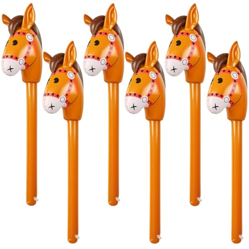 6 Pack PVC Horse Stick Balloons - Cowboy Western Party Decorations