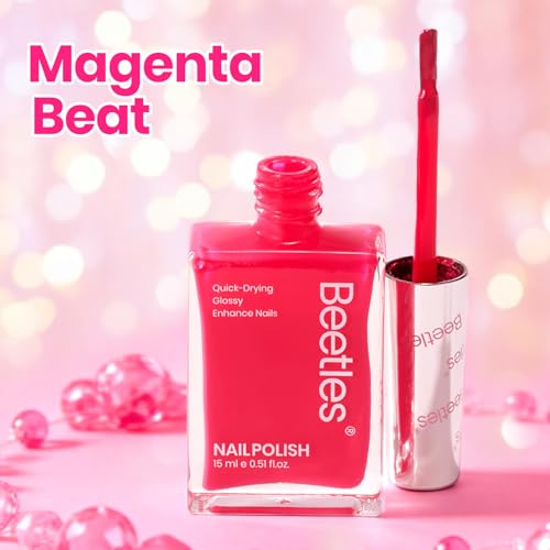 Beetles Neon Pink Nail Polish - Magenta Beat, Quick Dry, 0.51 Fl Oz