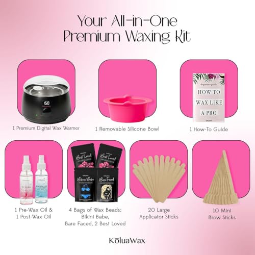 Waxing Kit for Hair Removal - Black, Beginner Friendly, Includes Warmer & Accessories