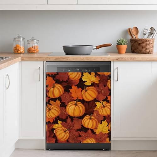 Thanksgiving Pumpkins Dishwasher Cover - Magnetic Refrigerator Decor, 23x26 Inch