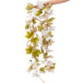 Autumn White Maples Leaf Garland - Fall Decor for Indoor & Outdoor Home, 5.2 Ft, Maple-Whtie Variation