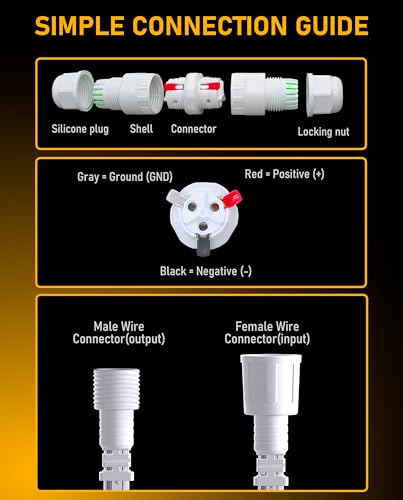 Wire Connector for Eufy E22 Outdoor Lights - Male & Female Set - Waterproof, All-Weather