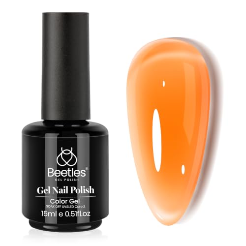 Beetles Orange Gel Nail Polish - Sheer Jelly Polish for Nails - 15ML - Sheer Orange