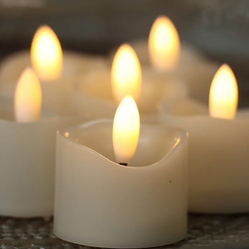 Set of 12 Flameless LED Votive Candles Battery Operated Flickering Lights for Weddings & Holidays