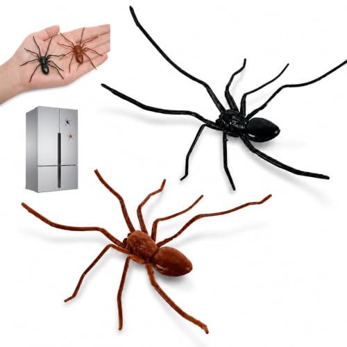 3D Printed Spider Magnet Set - Halloween Fridge Decorations with Black & Brown Flocked Design - Variation A