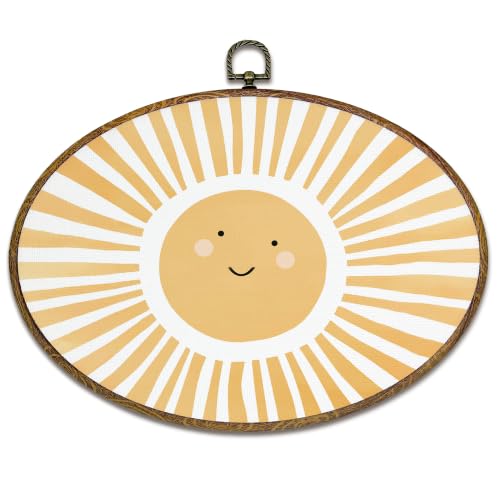 Oval Wall Art Decor for Nursery & Kids Rooms - Sunshine Abstract Canvas