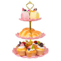 Pink Plastic 3-Tier Cake Stand with Metal Rod - Dessert Display for Parties