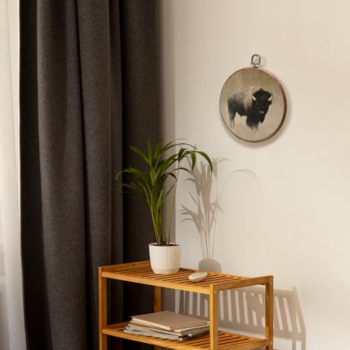 KSDUT Retro Cow Wall Art Decor - Round Mid Century Modern Canvas Frame - Animal Variation 7