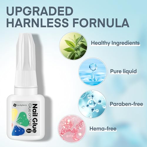 Strong Nail Glue - 10ML, Fast-Drying, Long-Lasting Adhesive for Fake Nails & Decor - Luckyfairy