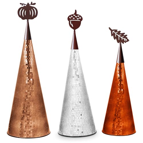 Fall Table Decor Tree Set - Handmade Disco Glass Centerpieces for Autumn Parties