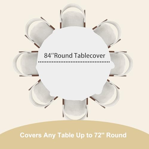 White Round Plastic Disposable Tablecloth - 84 Inch, 22 Pack