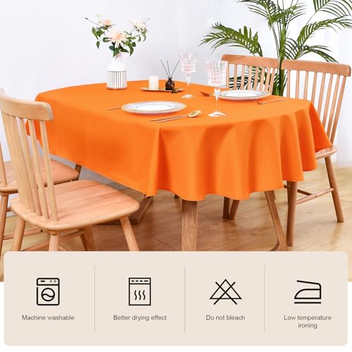 Oval Tablecloth 60 x 102 Inch Washable Fabric - Orange, Holiday & Party Decor