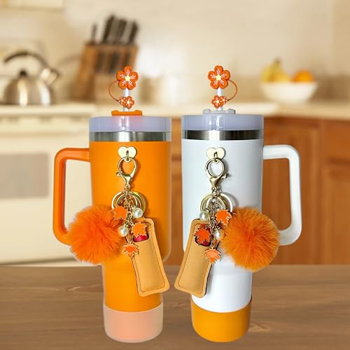 Orange Silicone Cup Boot Covers for Stanley Quencher 30oz 40oz Tumbler & Accessories