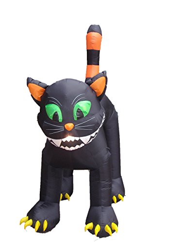 11 Foot Animated Inflatable Black Cat Halloween Decoration with Lights and Rotating Head