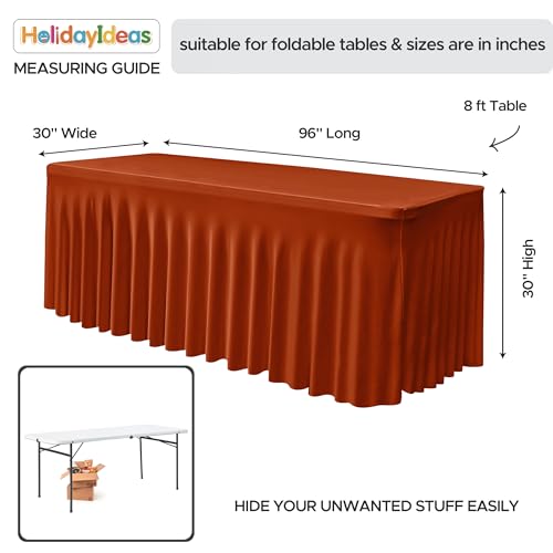 Rust 2 Pack Spandex Table Skirts for 8ft Rectangle Tables - Autumn Event