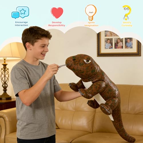 Komodo Dragon Plush Pillow - Realistic 32" Stuffed Animal Toy for Kids - Cool Monitor Variation