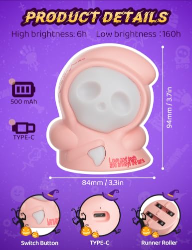 3 Pack Grim Reaper Night Light Halloween Decor Pull-Back Toy & Night Light
