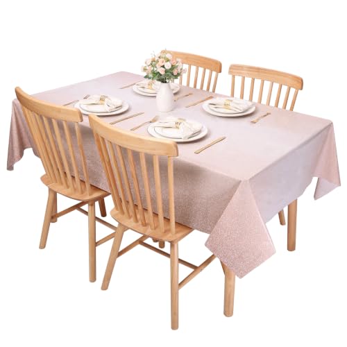 Ombre Rose Gold Tablecloths - 6 Pack 54x108 Inch Glitter Disposable Cover