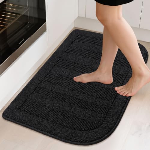 24x36 Inch Non Slip Washable Kitchen Rug - Black, Semicircular 2' x 3' Variation