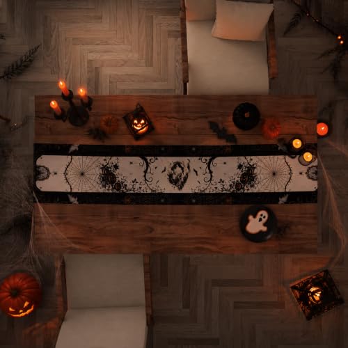 Halloween Gothic Pumpkin Ghost Spider Web Table Runner - OHOME Halloween Decorations