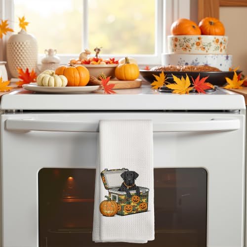Halloween Black Lab Pumpkin Kitchen Towels - 16x24 Inch, 30 Color Variations