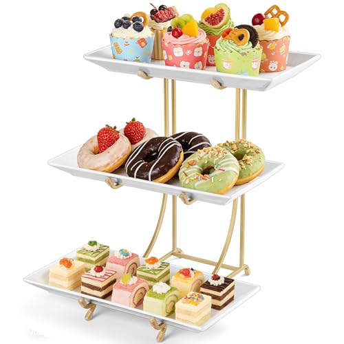 Gold 12-Inch 3-Tier Serving Tray Set for Parties and Events