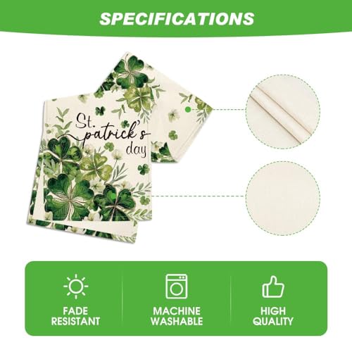 13x90 Inch Shamrocks Floral Leaves Table Runner for St Patrick's Day Decor Beige