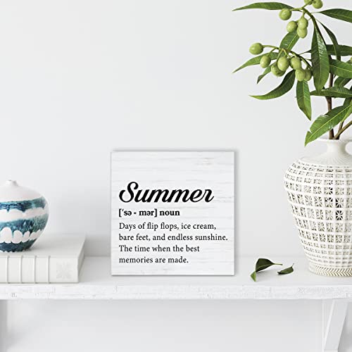 Multicolor E Rustic Summer Wooden Sign - 5x5 Inch Desk & Wall Decor