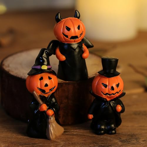 Halloween Miniature Figurines Set - Resin Pumpkin Ghost Witch Decorations - Variation: Pumpkin / Standard