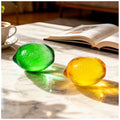 Glass Lemon Figurine Set - 2 Inches, Green and Yellow Collectible Decorations - Variation 2