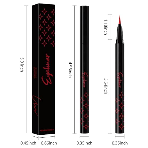Liquid Eyeliner Pen - Red Glitter Shimmer Waterproof Eye Makeup - Pack of 1 - Variation 09#