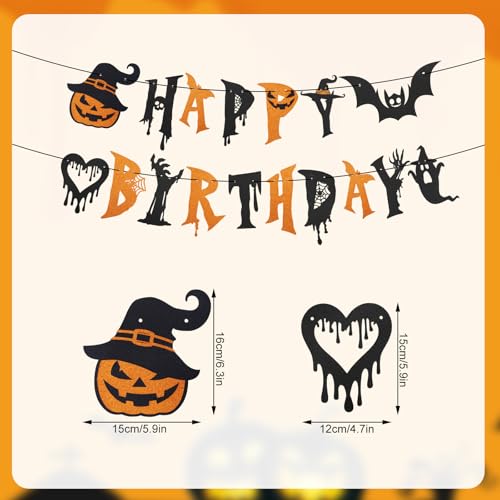 Halloween Party Banner Decorations Glitter Spooky Pumpkin Bat Ghost Garland