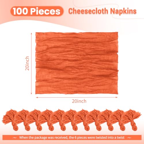 Orange Cloth Napkins Set of 100 20x20 Inches Elegant Party Tableware