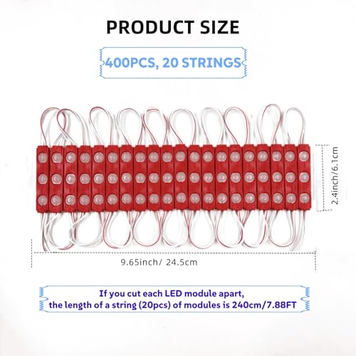 Red LED Module Lights 1.5W 12V for Storefront Advertising Christmas Signs - 400PCS