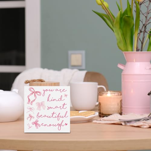 Pink Inspirational Affirmation Wooden Sign for Dorm Room - Pink-2