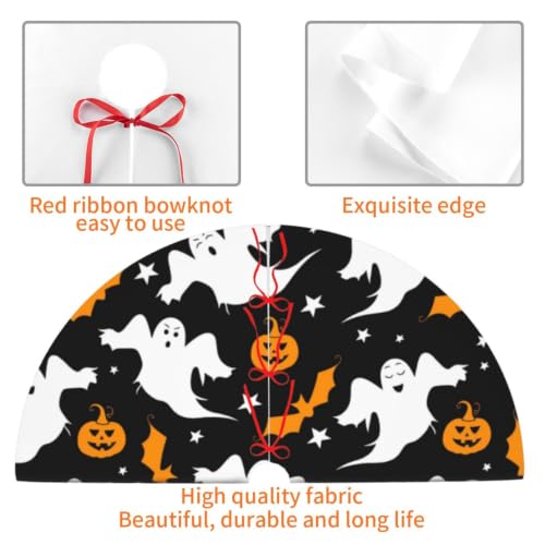 Halloween Ghost Pumpkin Tree Skirt 30 Inch Xmas Holiday Decor with Variation Small