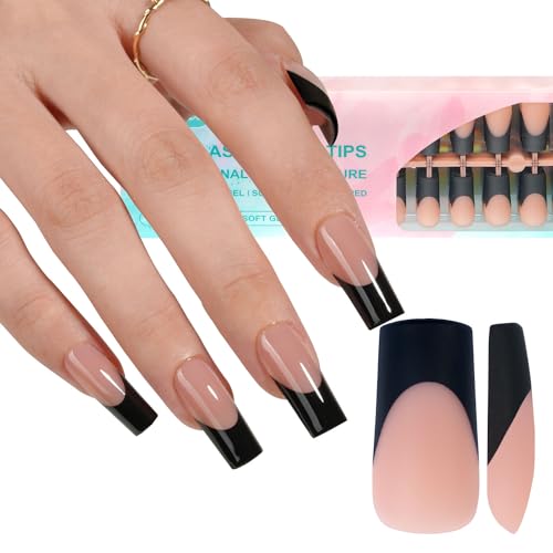 Misssix 240Pcs Long Square Press-On Nail Tips - Brown Base Variation BF-35
